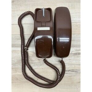 Bell By Northwestern Phones Brown Wall Mount Long Cord Push Buttons Dial Phone